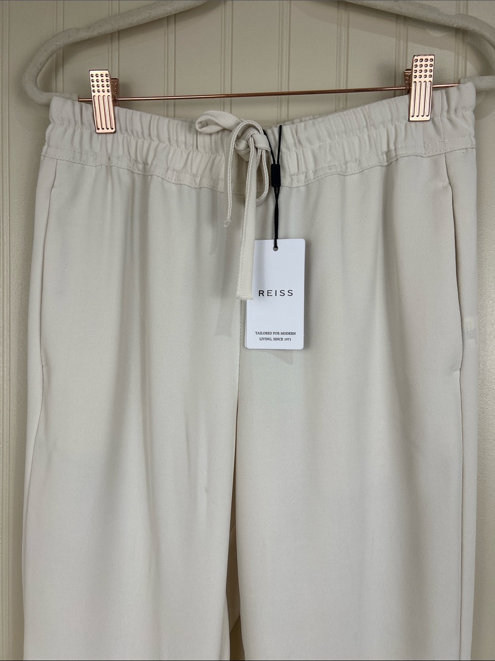 NWT Reiss Hailey Pull On Drawstring Trouser in Cream Size 4 US - Picture 6 of 11